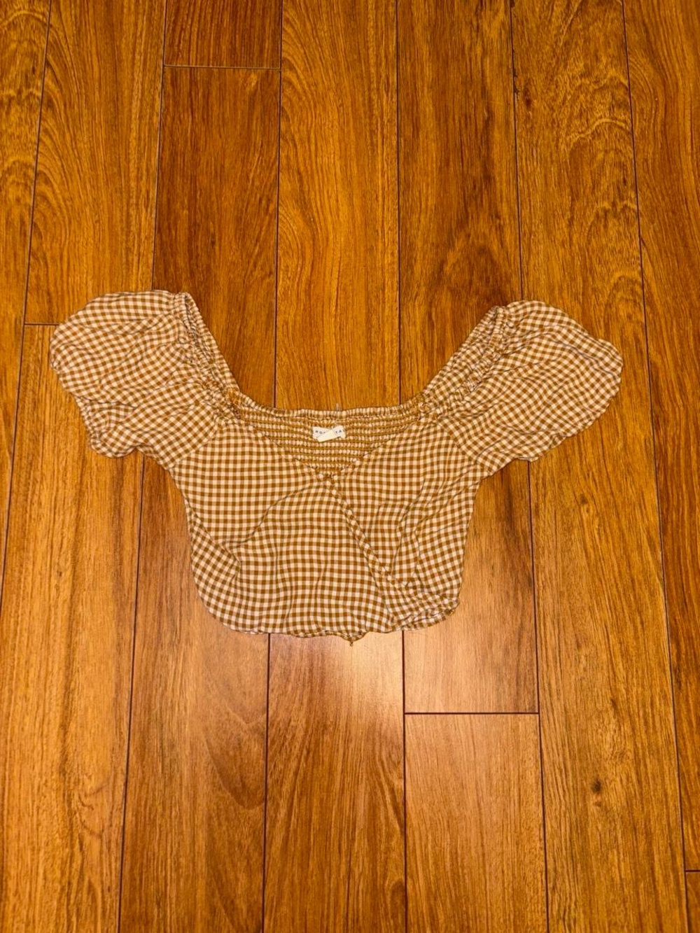 Orange and white gingham crop top